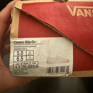 Women’s 5.0 Vans Checkerboard True White Slip-On